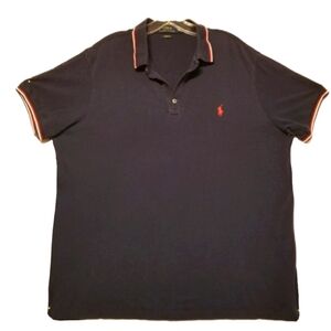 Polo Ralph Lauren Shirt Custom Fit Blue W/ Red Trim Men XL Logo Preowned READ